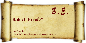 Baksi Ernő névjegykártya